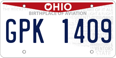 OH license plate GPK1409