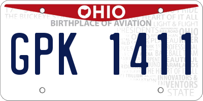 OH license plate GPK1411