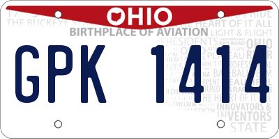 OH license plate GPK1414
