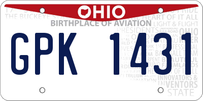 OH license plate GPK1431