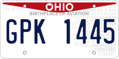 OH license plate GPK1445