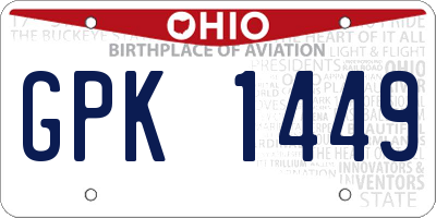 OH license plate GPK1449