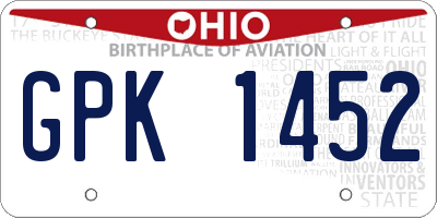 OH license plate GPK1452