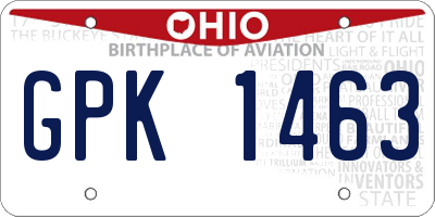 OH license plate GPK1463