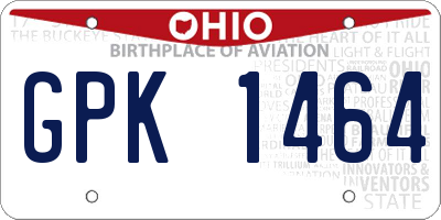 OH license plate GPK1464