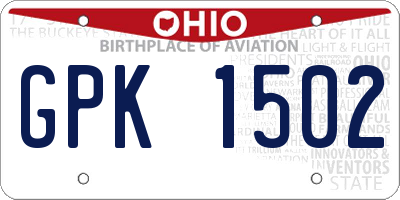 OH license plate GPK1502
