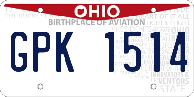 OH license plate GPK1514