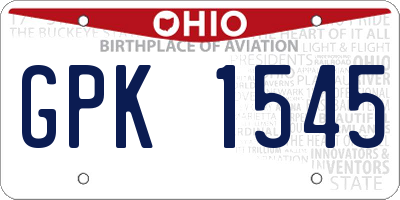 OH license plate GPK1545