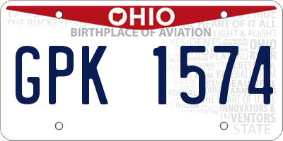 OH license plate GPK1574