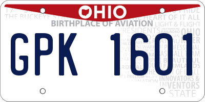 OH license plate GPK1601