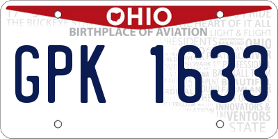 OH license plate GPK1633