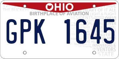 OH license plate GPK1645