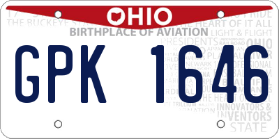 OH license plate GPK1646