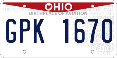 OH license plate GPK1670