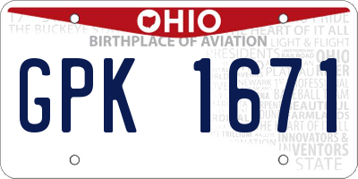 OH license plate GPK1671