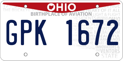 OH license plate GPK1672