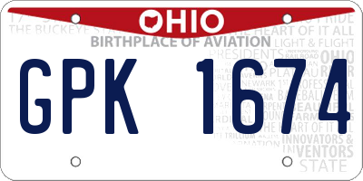 OH license plate GPK1674