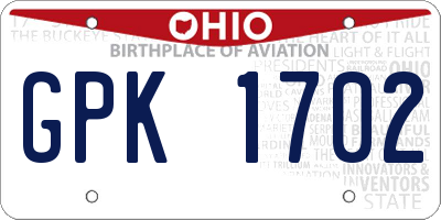 OH license plate GPK1702