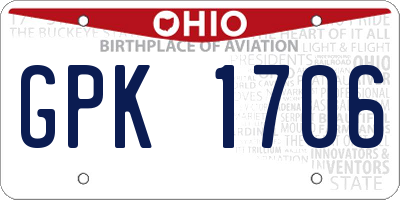 OH license plate GPK1706