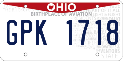 OH license plate GPK1718