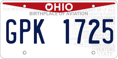 OH license plate GPK1725