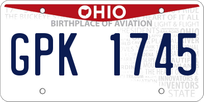 OH license plate GPK1745