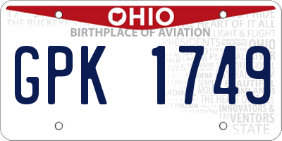 OH license plate GPK1749