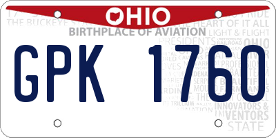 OH license plate GPK1760