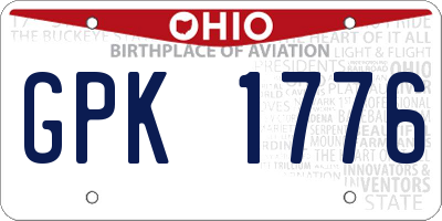 OH license plate GPK1776