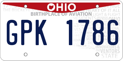 OH license plate GPK1786