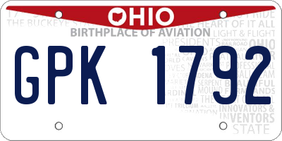 OH license plate GPK1792