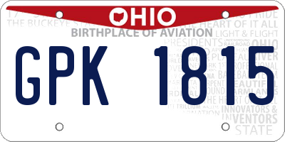 OH license plate GPK1815