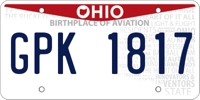 OH license plate GPK1817