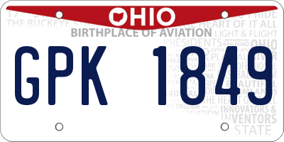 OH license plate GPK1849