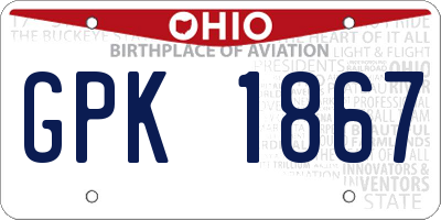 OH license plate GPK1867
