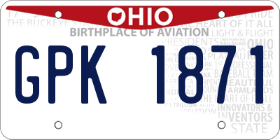 OH license plate GPK1871