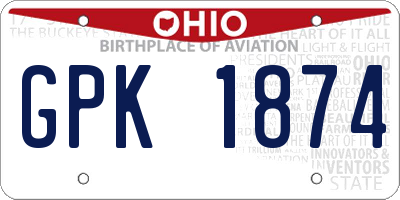 OH license plate GPK1874