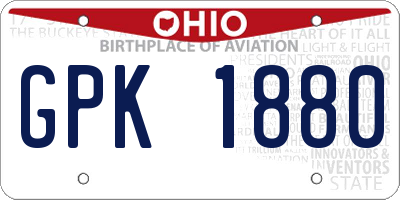 OH license plate GPK1880