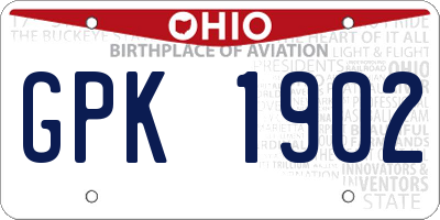OH license plate GPK1902