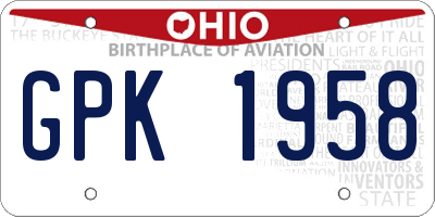 OH license plate GPK1958