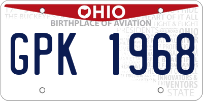 OH license plate GPK1968