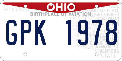 OH license plate GPK1978