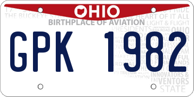 OH license plate GPK1982