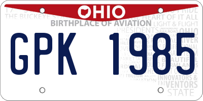 OH license plate GPK1985