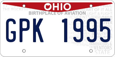 OH license plate GPK1995