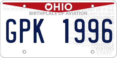 OH license plate GPK1996