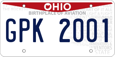OH license plate GPK2001