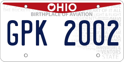 OH license plate GPK2002