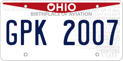 OH license plate GPK2007