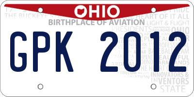 OH license plate GPK2012